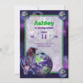 Planet Laser Cat Party Uitnodiging (Voorkant)