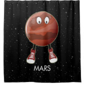 Planet Mars en sterren Douchegordijn (Voorkant)