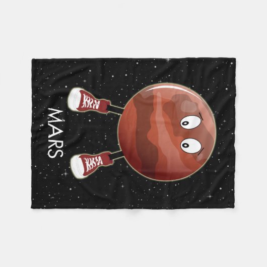 Planet Mars en sterren Fleece Deken (Voorkant (Horizontaal))
