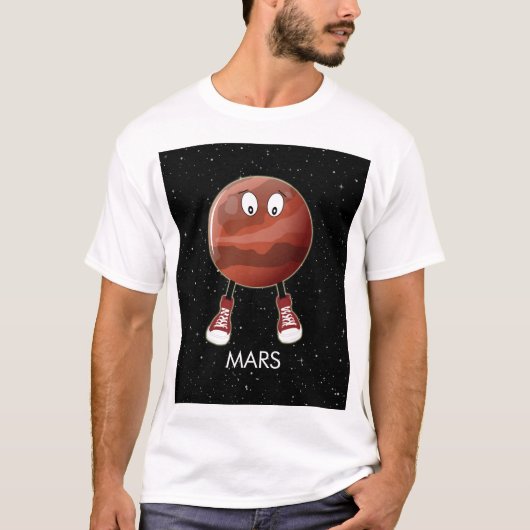 Planet Mars en sterren T-shirt (Voorkant)