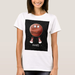 Planet Mars en sterren T-shirt