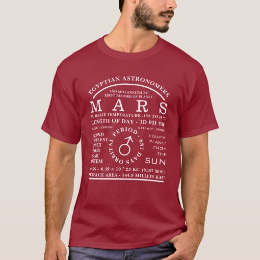 Planet Mars - Gedetailleerd astronomisch symbool T-shirt (Voorkant)