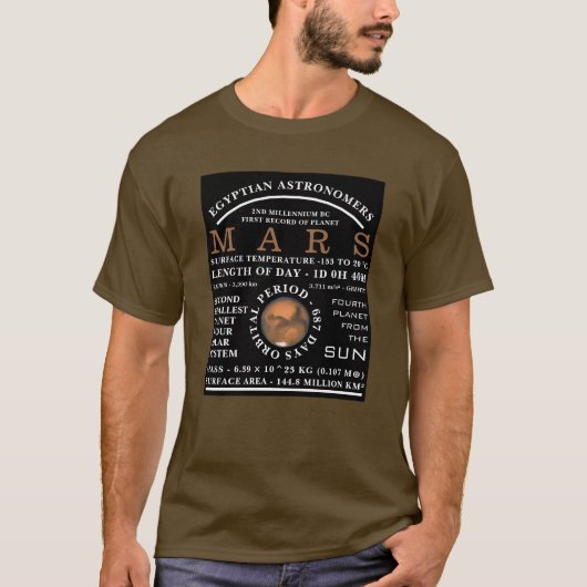 Planet Mars - Gedetailleerde astronomie T-shirt (Voorkant)