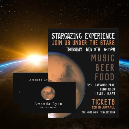 Planet Mars, Planetarium Event Adverteren Flyer