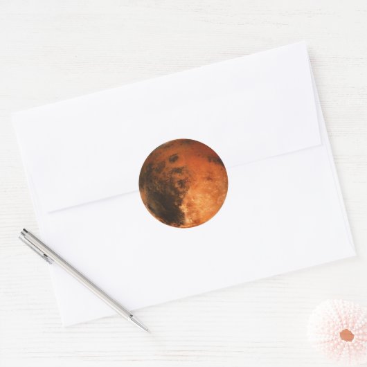 PLANET MARS (zonnestelsel) ~ Ronde Sticker (Envelop)
