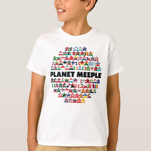 Planet Meeple, Black Text Boys Shirt (Voorkant)