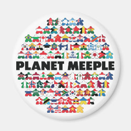 Planet Meeple, Black Text Round Magnet