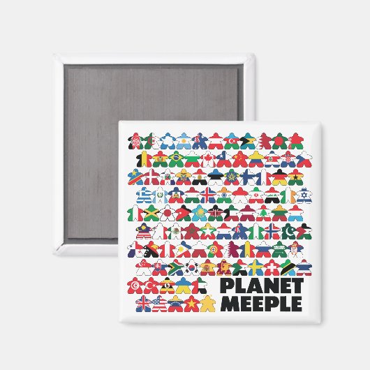 Planet Meeple, Black Text Square Magnet (Voorkant / Achterkant)
