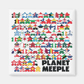Planet Meeple, Black Text Square Magnet (Voorkant)