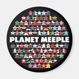 Planet Meeple, White Text Round Magnet