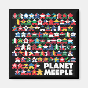 Planet Meeple, White Text Square Magnet
