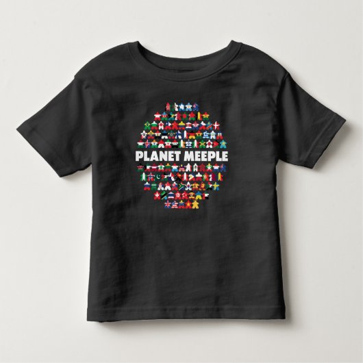 Planet Meeple, White Text Toddler Shirt (Voorkant)