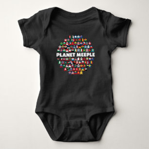 Planet Meeple, witte tekst Baby Shirt