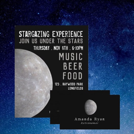 Planet Mercurius, Planetarium Event Adverteren Flyer