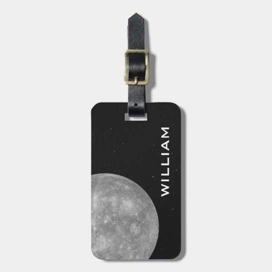 Planet Mercurius Zonnestelsel Zwarte Ruimte met St Bagagelabel (Voorkant verticaal)