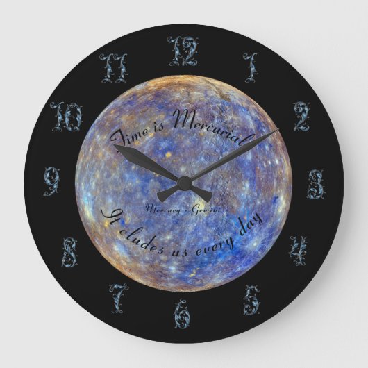 Planet Mercury Astronomy Gemini Acrylic Wall Clock Grote Klok (Voorkant)