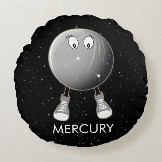Planet Mercury & Stars Rond Kussen (Voorkant)