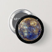 PLANET MERCURY v.2 sterren achtergrond (zonnestels Ronde Button 5,7 Cm (Voorkant /achterkant)