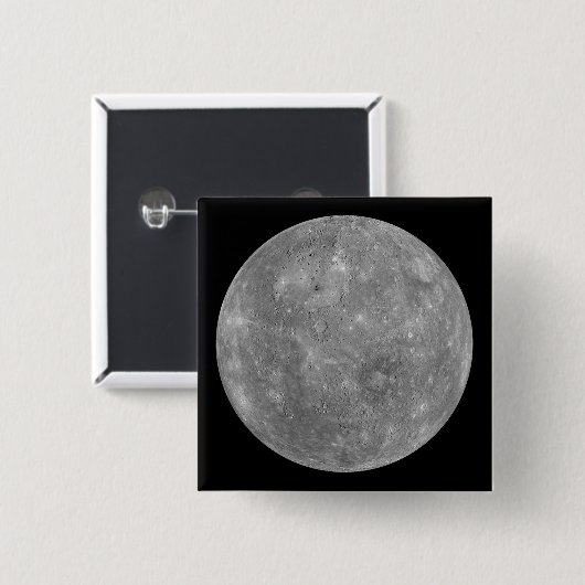 Planet Mercury Vierkante Button 5,1 Cm (Voorkant /achterkant)