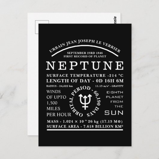 Planet Neptune Gedetailleerd Astronomisch Symbool Briefkaart (Voorkant / Achterkant)