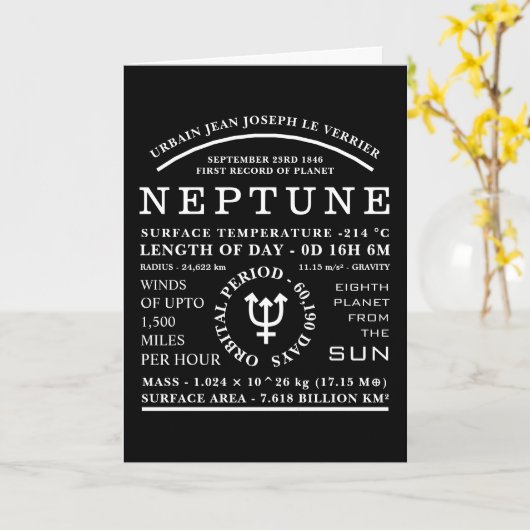 Planet Neptune Gedetailleerd Astronomisch Symbool Kaart (Gele Bloem)