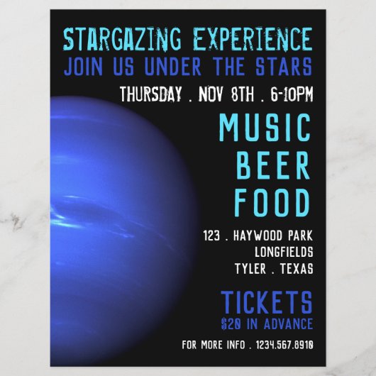 Planet Neptune, Planetarium Event Adverteren Flyer (Voorkant)
