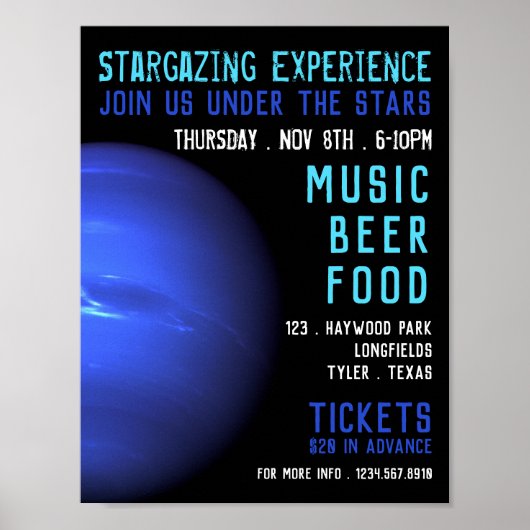 Planet Neptune, Planetarium Event Adverteren Poster (Voorkant)