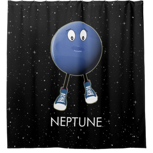 Planet Neptune & Stars Douchegordijn (Voorkant)