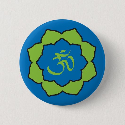 Planet Om blue/green Om Lotus Ronde Button 5,7 Cm (Voorkant)