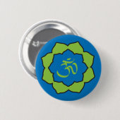 Planet Om blue/green Om Lotus Ronde Button 5,7 Cm (Voorkant /achterkant)