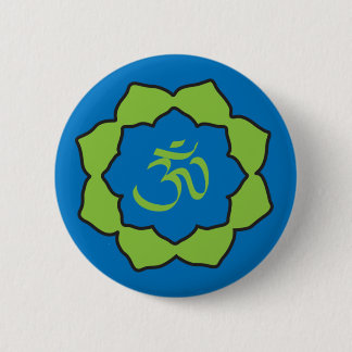 Planet Om blue/green Om Lotus Ronde Button 5,7 Cm