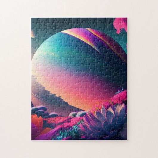 Planet omringd door bloemen legpuzzel (Verticaal)