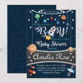 Planet Outer Space Baby shower Invitation Boy Kaart (Voorkant / Achterkant)