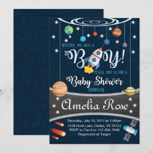 Planet Outer Space Baby shower Invitation Boy Kaart