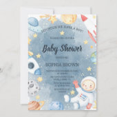 Planet Outer Space Baby Shower Invitation Boy Kaart (Voorkant)