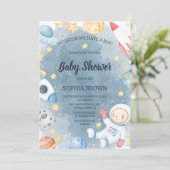 Planet Outer Space Baby Shower Invitation Boy Kaart (Staand voorkant)