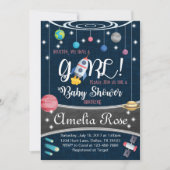 Planet Outer Space Baby shower Invitation Girl Kaart (Voorkant)