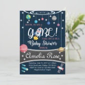 Planet Outer Space Baby shower Invitation Girl Kaart (Staand voorkant)