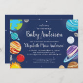 Planet Outer Space Galaxy Solar System Baby shower Kaart (Voorkant / Achterkant)
