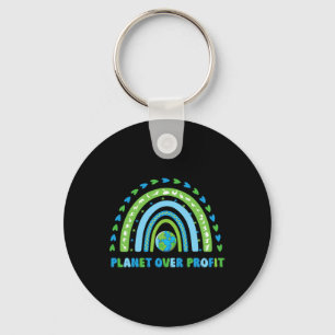 Planet Over Profit Earth Day Milieu Regenboog Sleutelhanger