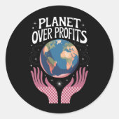 Planet Over Profits Klimaatverandering Is Echt Ronde Sticker (Voorkant)