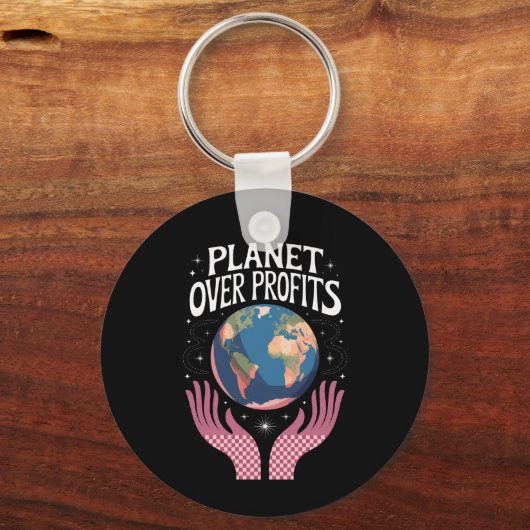 Planet Over Profits Klimaatverandering Is Echt Sleutelhanger (Voorkant)