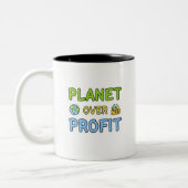 Planet over winst - Duurzaamheid tweetone koffie Tweekleurige Koffiemok (Links)