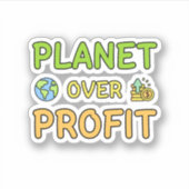 Planet over winst - Duurzaamheidssticker Sticker (Voorkant)