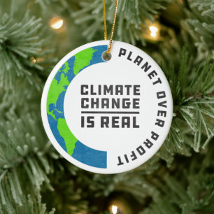 Planet over winst klimaatverandering door wereldwi keramisch ornament