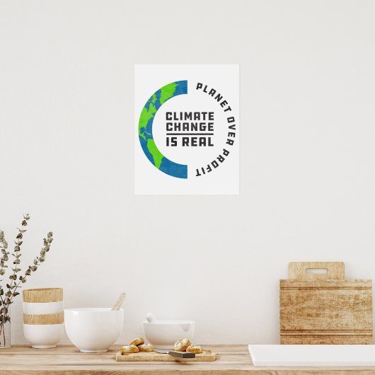 Planet over winst klimaatverandering door wereldwi poster (Keuken)