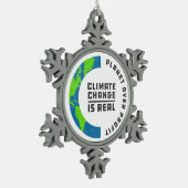 Planet over winst klimaatverandering door wereldwi tin sneeuwvlok ornament (Links)