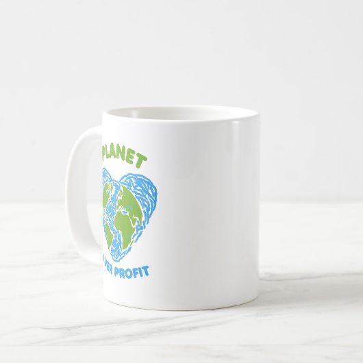 Planet over winst koffiemok (Voorkant links)
