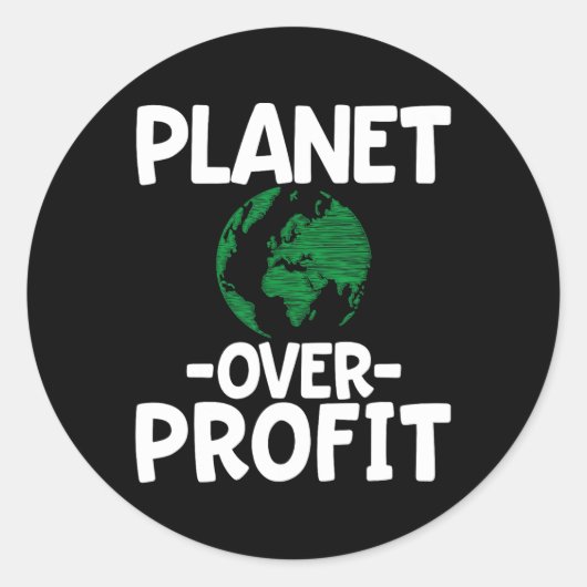Planet over winst ronde sticker (Voorkant)