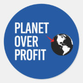 Planet over winst ronde sticker (Voorkant)
